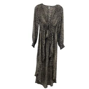 Live4Truth Gray & Black Python Print Women's Long Cape Duster Cardigan Size S
